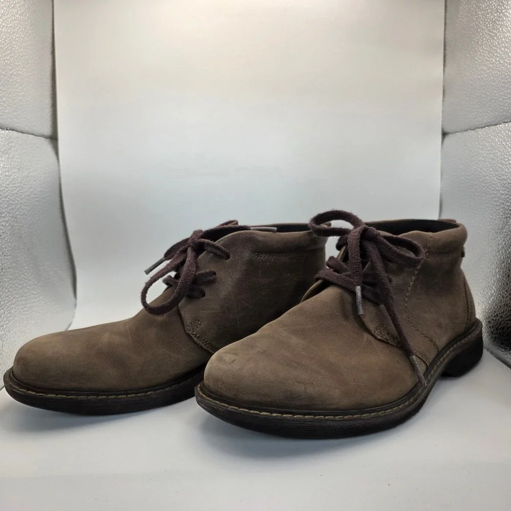 ECCO Chukka Boots Mens 39 Brown Gore-Tex Leather Waterproof Shock Point Lace Up